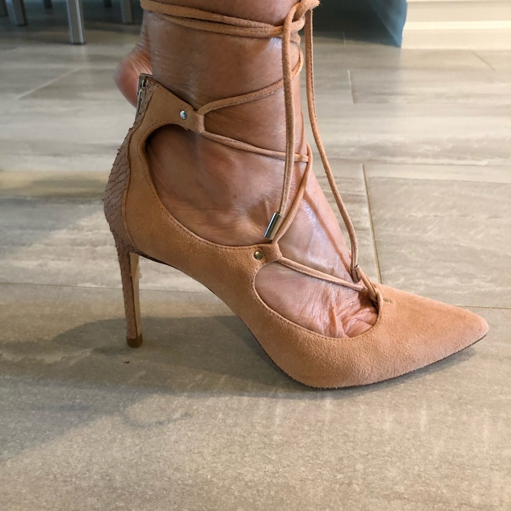 NWT - Donald pliner blush  pella suede wrap shoe